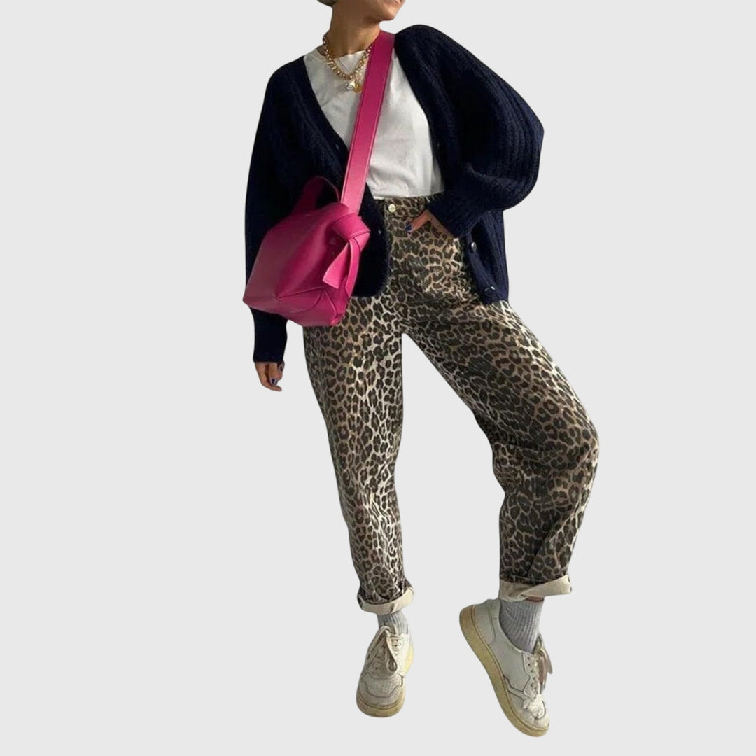 Chandra - Retro Leopard Print Jeans