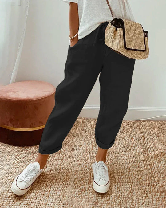 Helen - Summer Trousers in Cotton-Linen Blend
