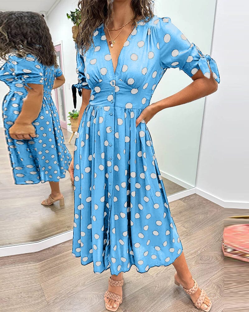 Bellamy - V-Neck Dress with Polka Dot Print