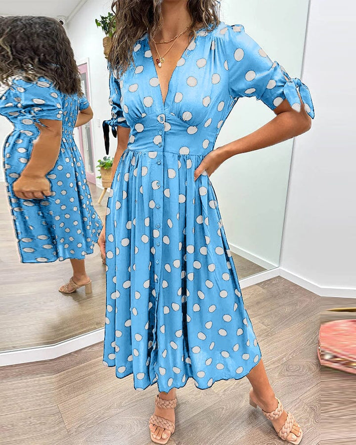 Bellamy - V-Neck Dress with Polka Dot Print