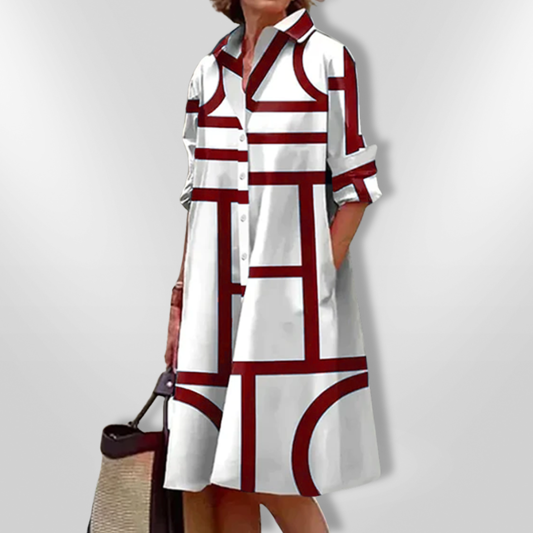 Estelle | Chic Geometric Button Dress
