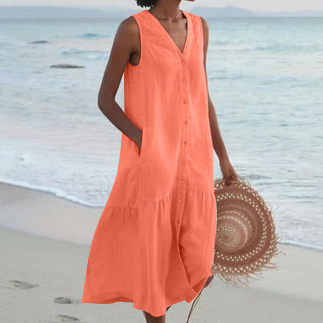 Maria | Chic V-Neck Button-Up Summer Dress