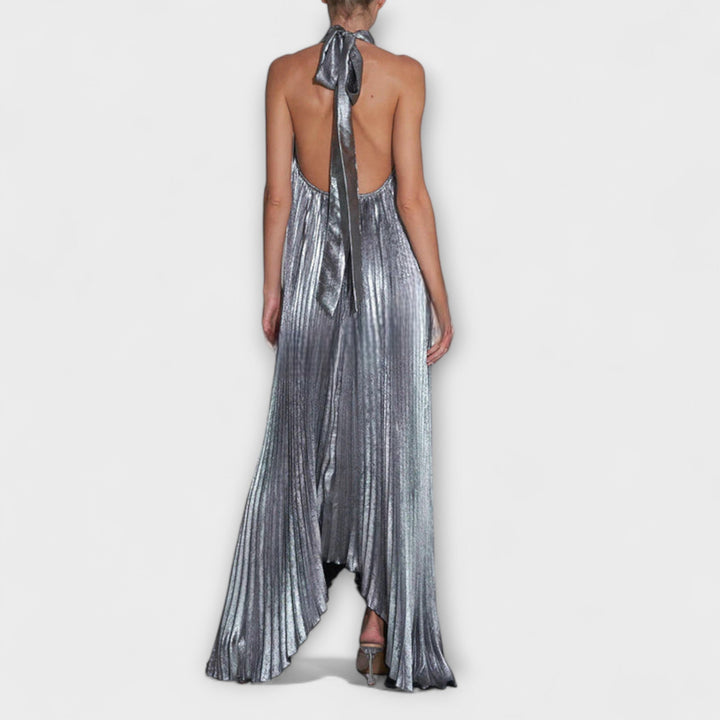 Calliope - Shimmering Pleated A-Line Maxi Dress