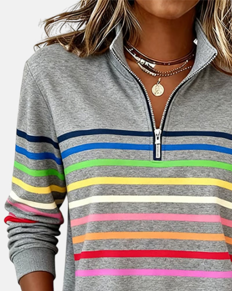 Vienna | Vibrant Striped Zip-Up Hoodie