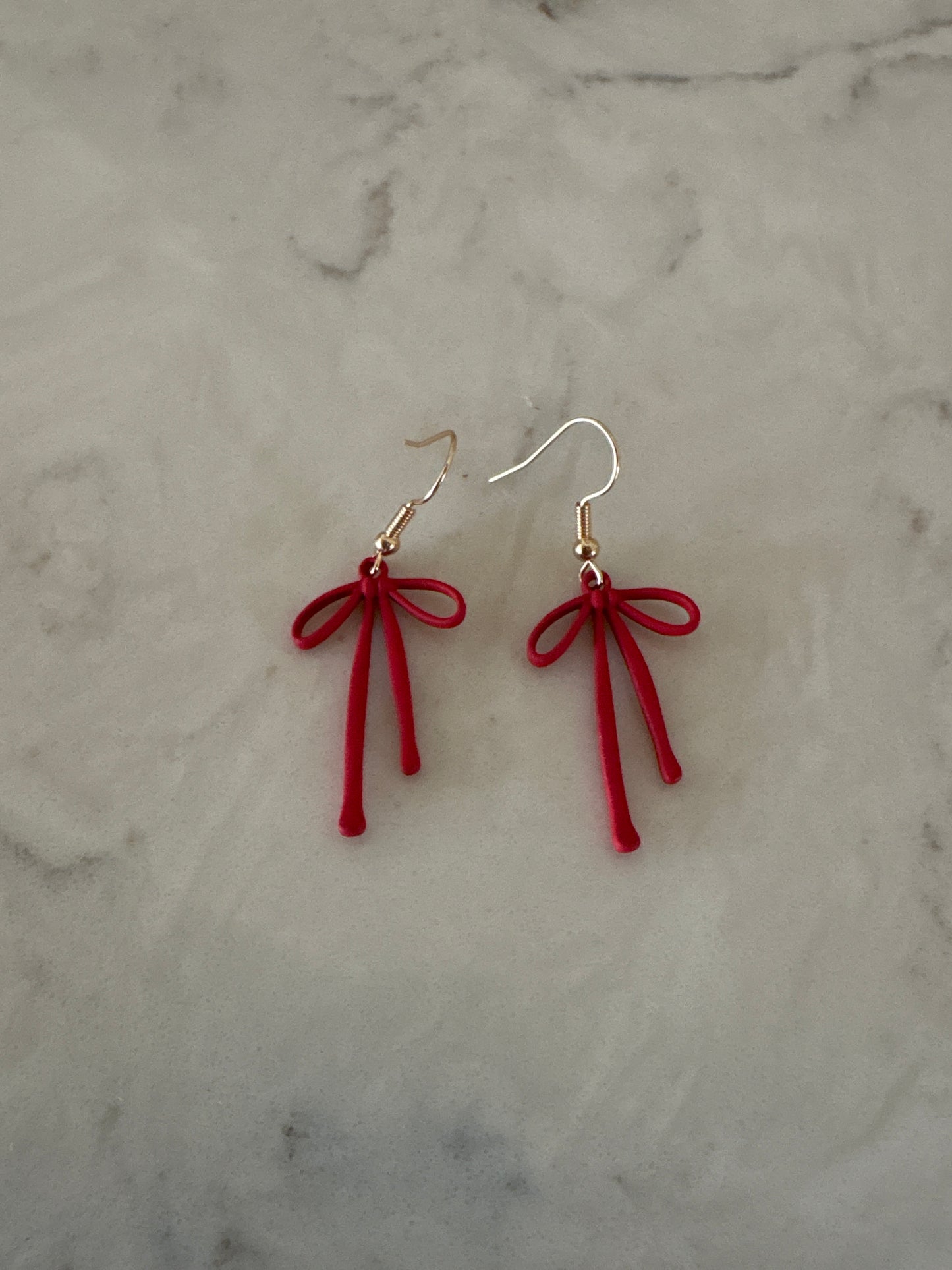 Red bow earrings