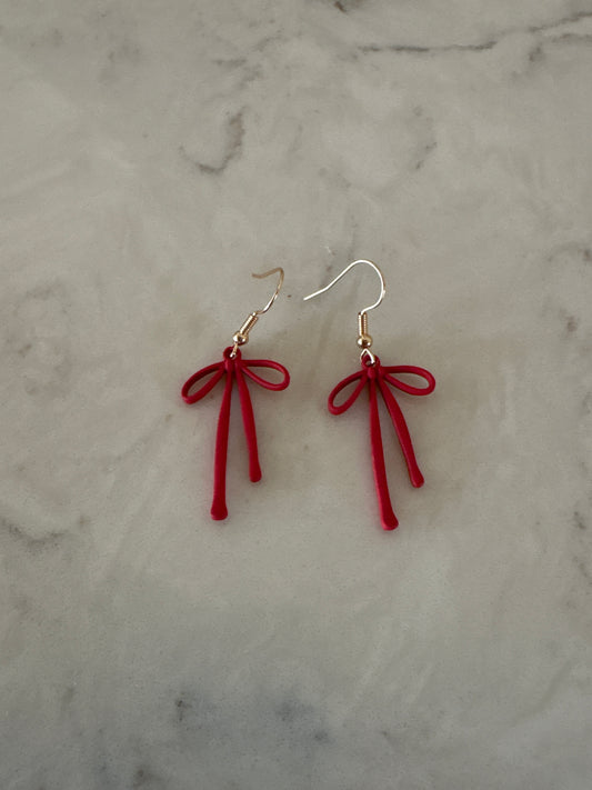 Red bow earrings