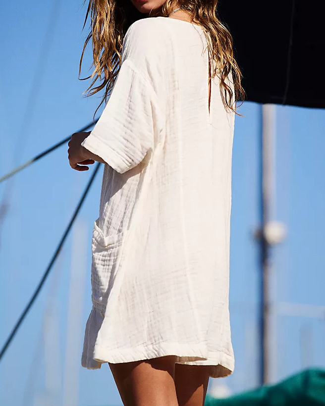 Flouncy Shapeless V-Neck Draped Sleeves Romper