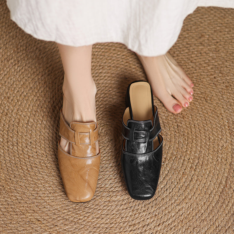 Andie Authentic Leather Slip-On Mules