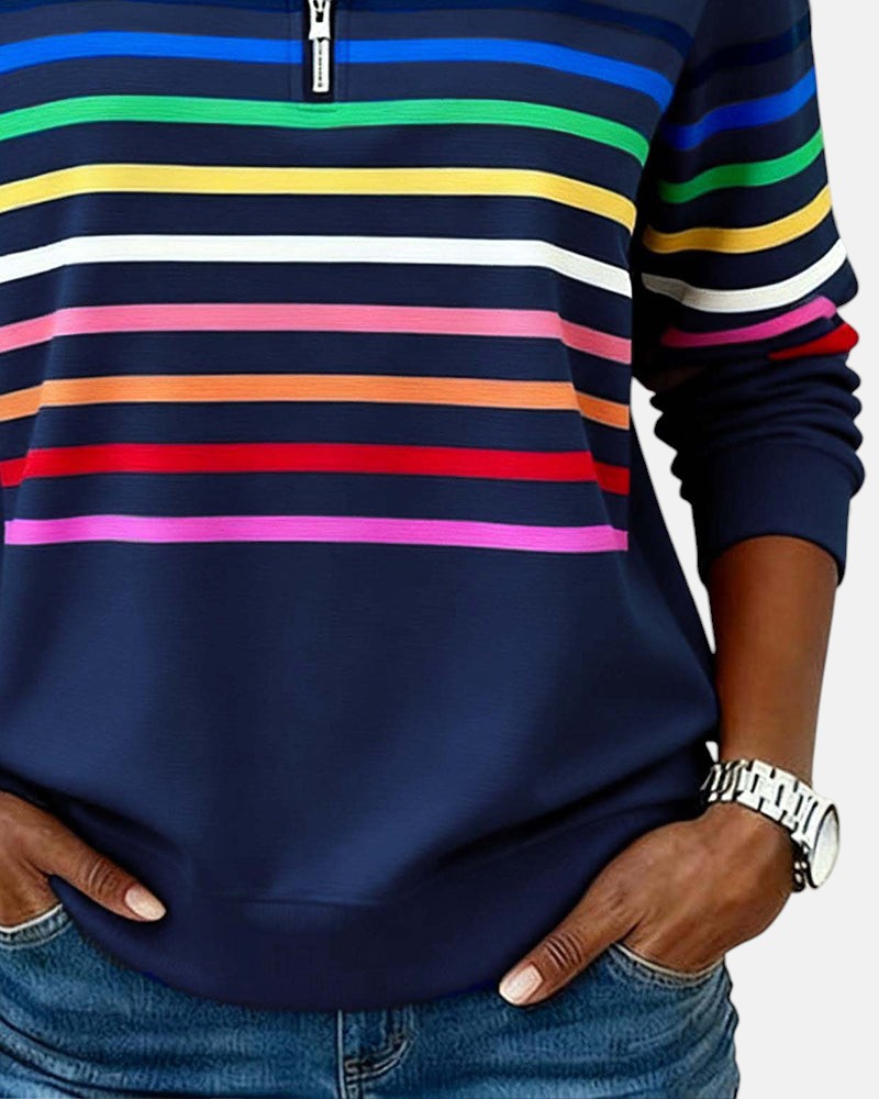 Vienna | Vibrant Striped Zip-Up Hoodie