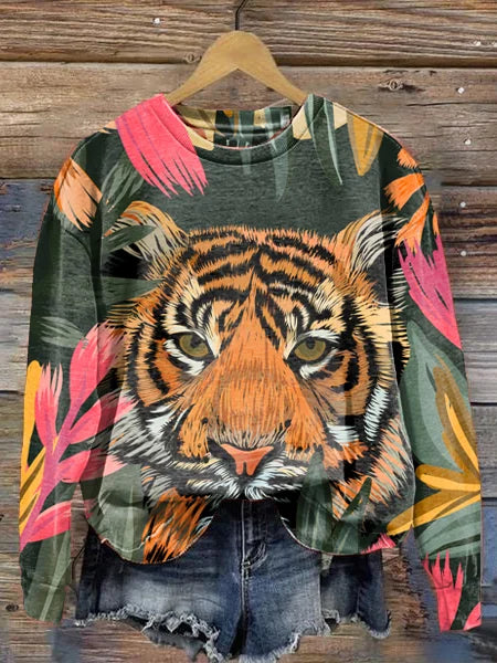 Stylish Printed Crew Neck Sweater