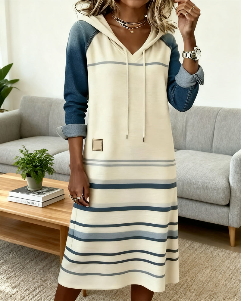 Colorful Striped Hooded Dress