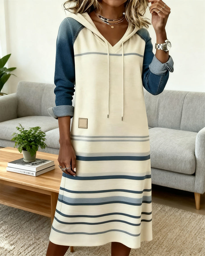 Colorful Striped Hooded Dress