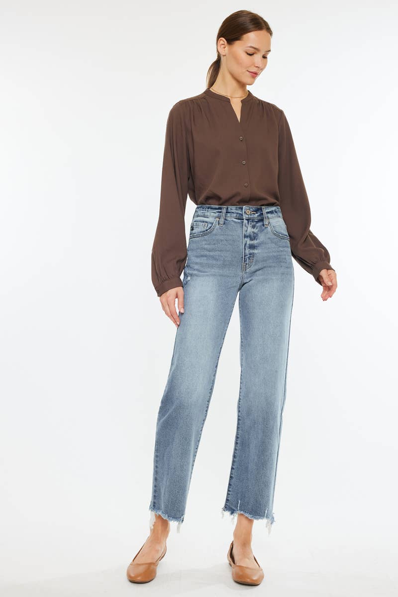 HIGH RISE SLIM WIDE LEG JEANS