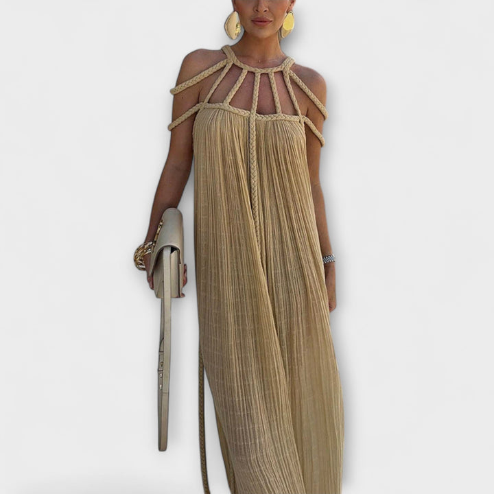 Briar - Elegant Maxi Dress in Linen Blend with Draped Straps