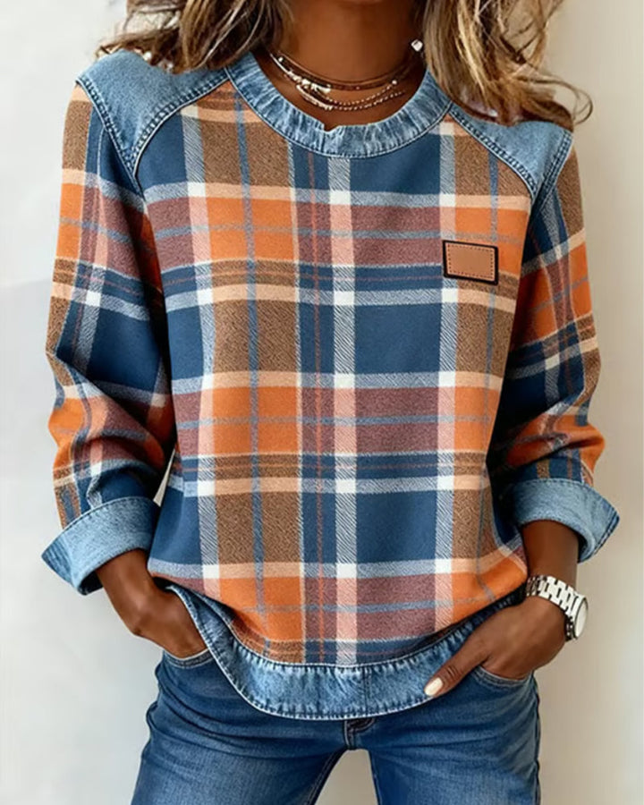 Ivy | Plaid Patchwork Sweatshirt
