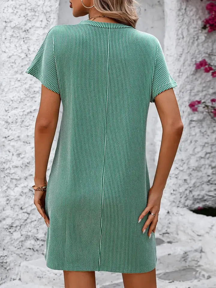 Summer Casual Short-Sleeve T-Shirt Dress with Pockets