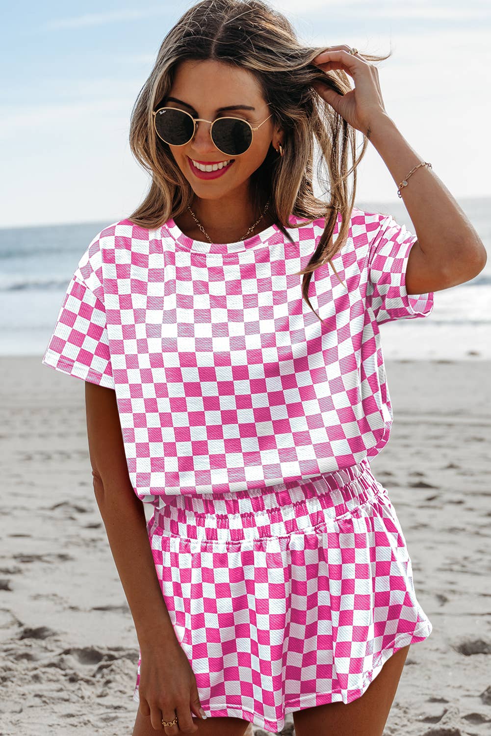Checkerboard Top & High Waist Skorts 2 Piece Set | S-XL