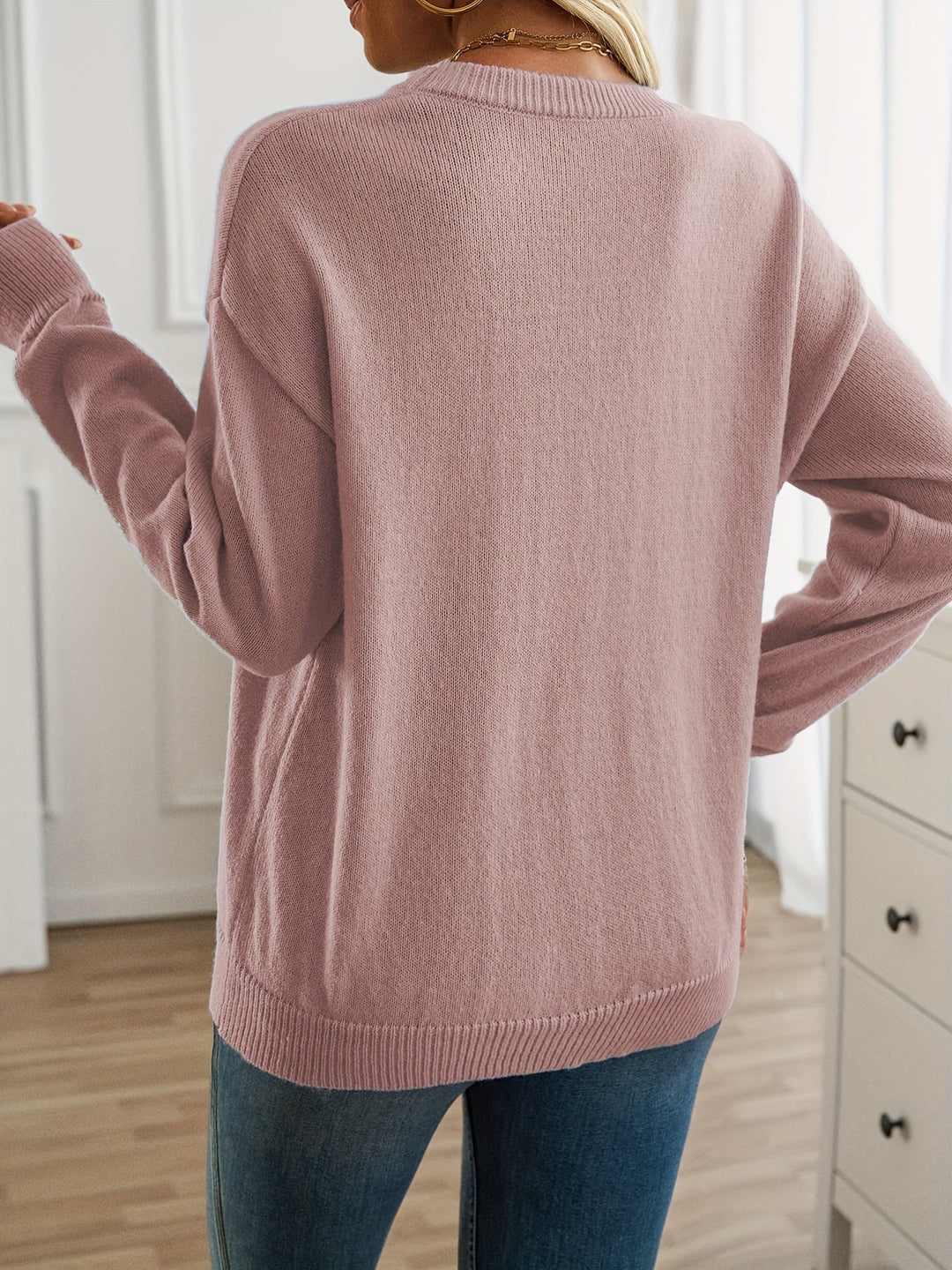Elisabeth - Knit Sweater with Long Sleeves and Crewneck