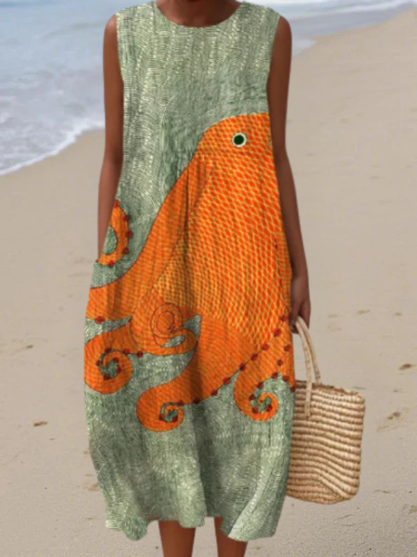 Tess | Midi Dress Inspired by Ocean Waves