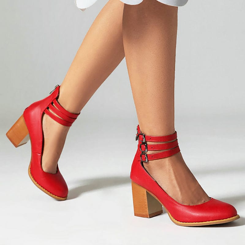 Ariana | Triple Strap Buckle Heels