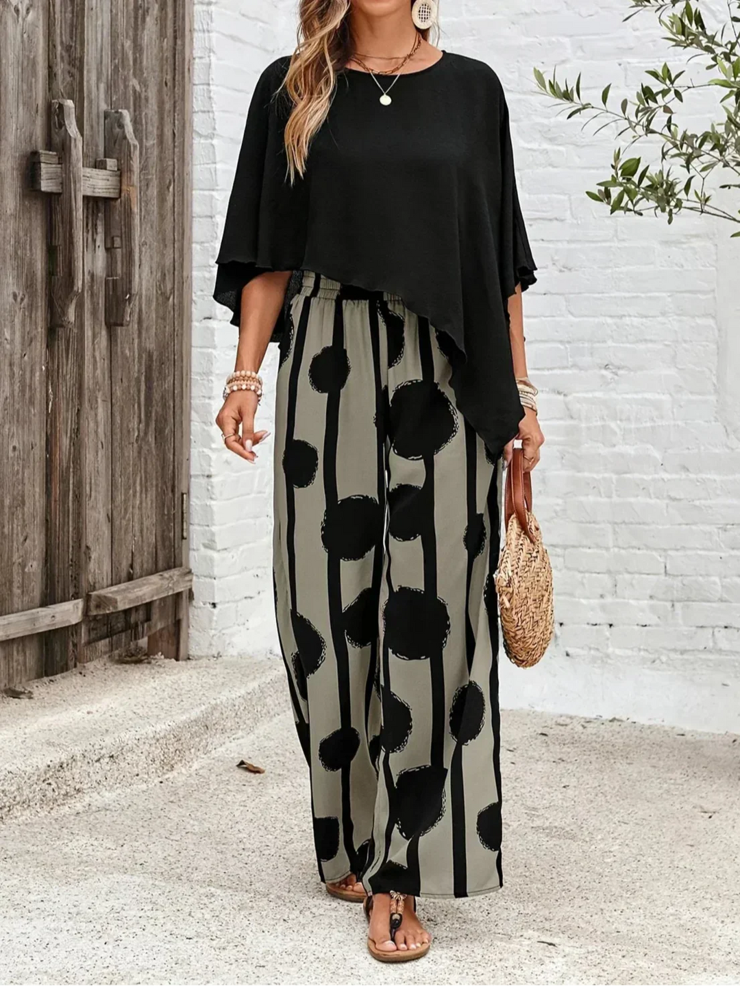 Kalliope - Cozy Elastic Waist Two-Piece Outfit