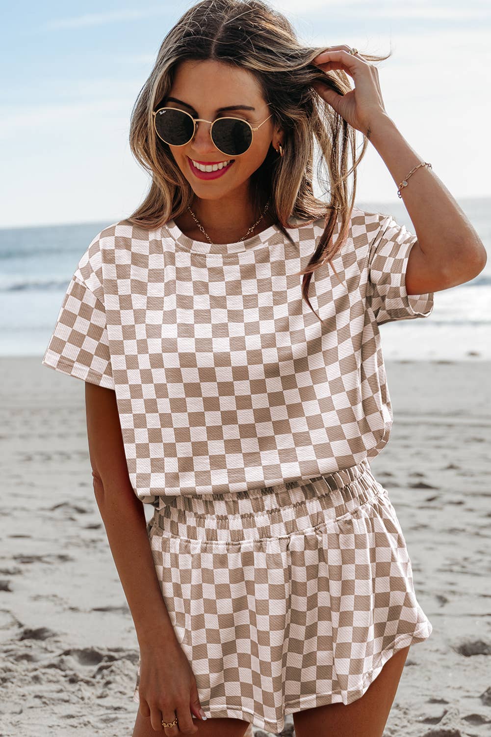 Checkerboard Top & High Waist Skorts 2 Piece Set | S-XL