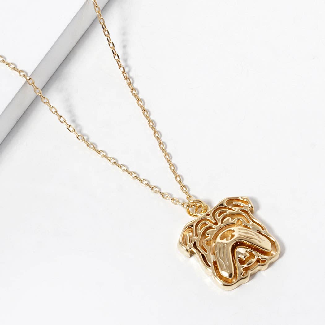 Gold-Dipped Bulldog Pendant Necklace