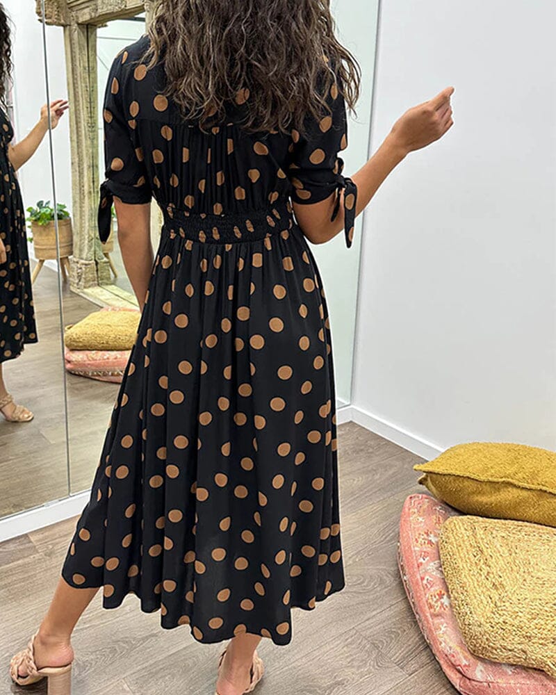 Bellamy - V-Neck Dress with Polka Dot Print