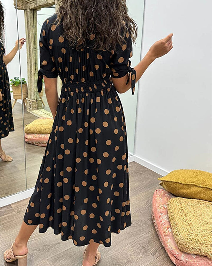 Bellamy - V-Neck Dress with Polka Dot Print