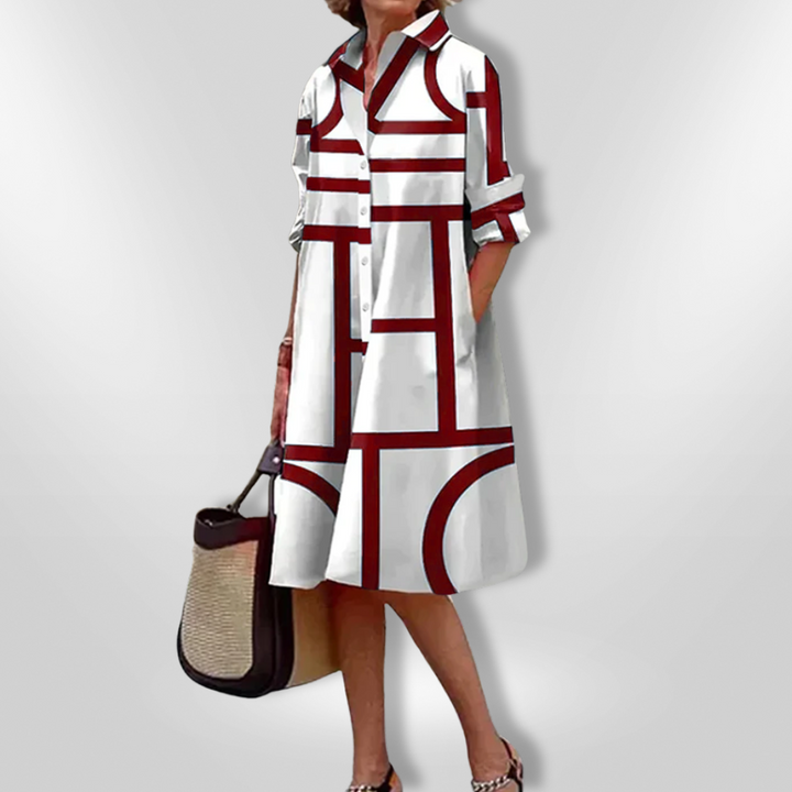 Estelle | Chic Geometric Button Dress