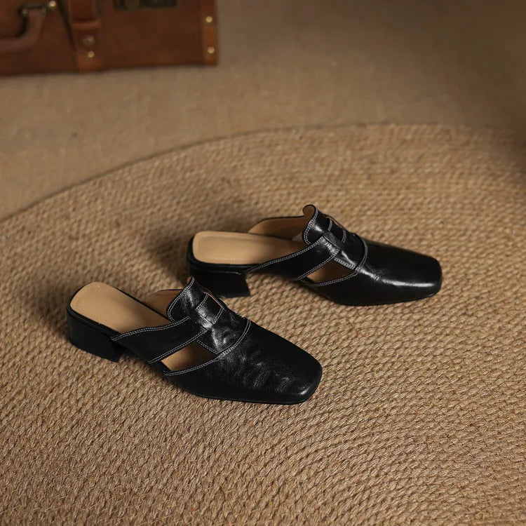 Andie Authentic Leather Slip-On Mules