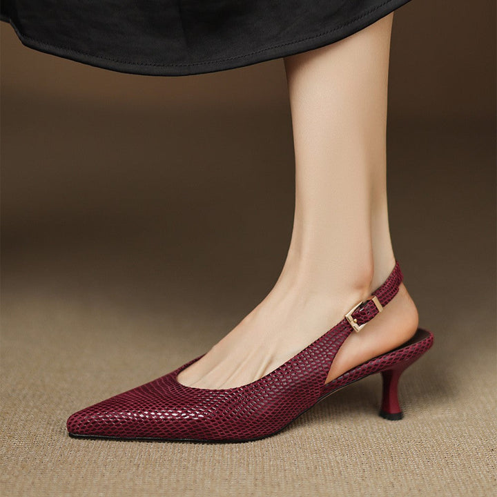 Céliane Elegant Pointed Leather Slingback Heels