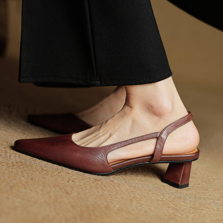 Arlise Leather Backless Heels