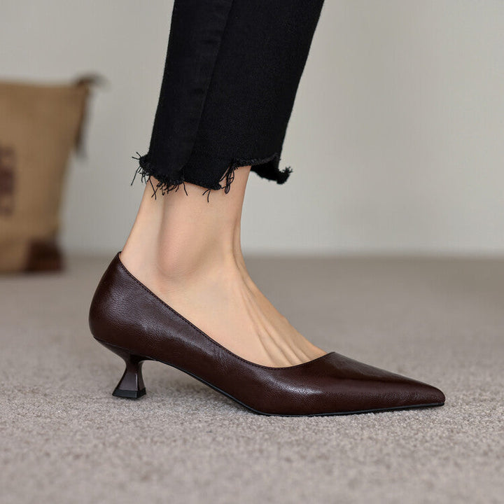 Verrine Leather Low Heels
