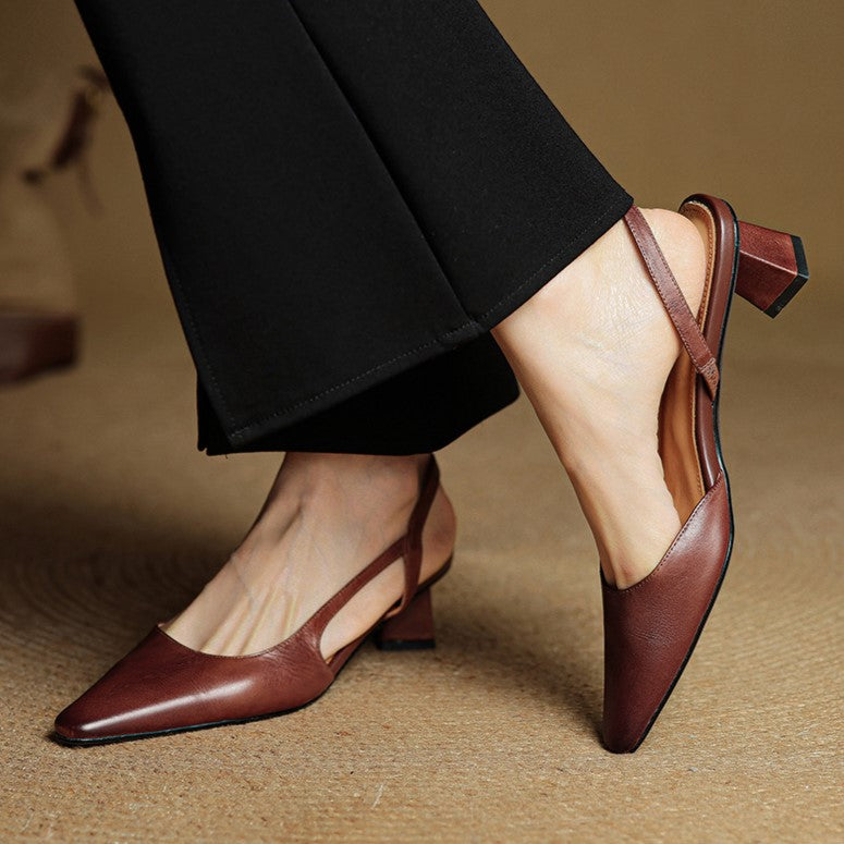 Arlise Leather Backless Heels