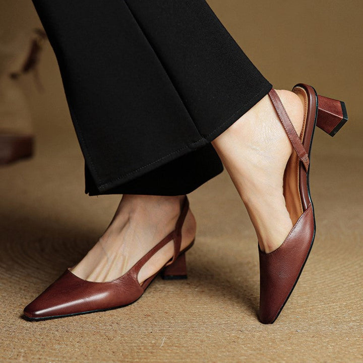 Arlise Leather Backless Heels