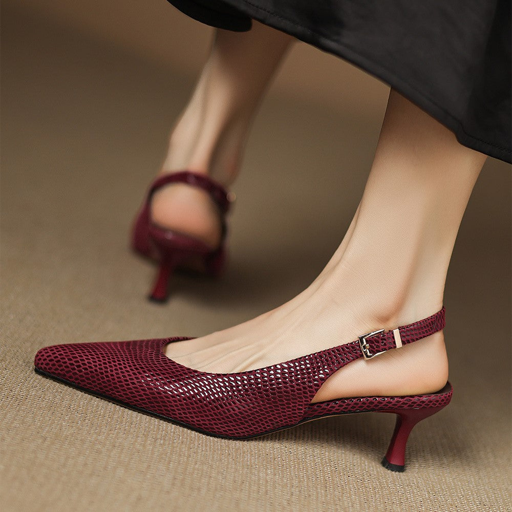Céliane Elegant Pointed Leather Slingback Heels