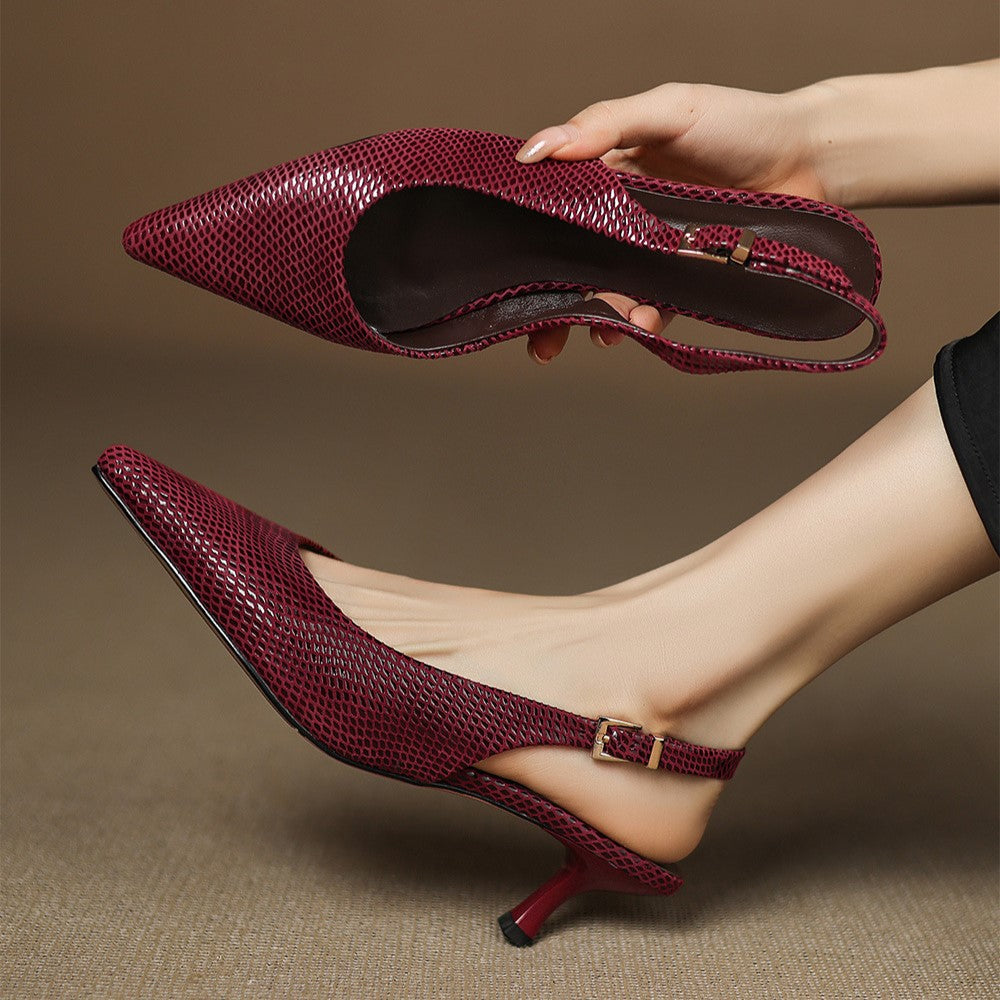 Céliane Elegant Pointed Leather Slingback Heels