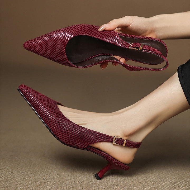 Céliane Elegant Pointed Leather Slingback Heels