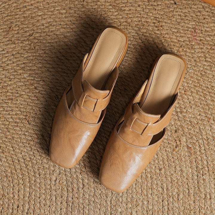 Rosel Square-Toe Leather Slides