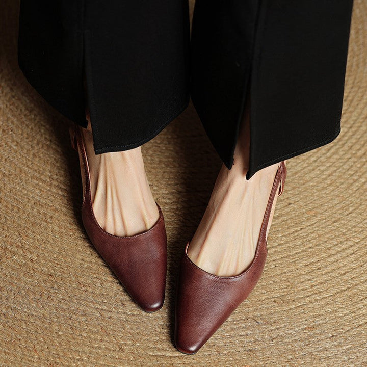 Arlise Leather Backless Heels