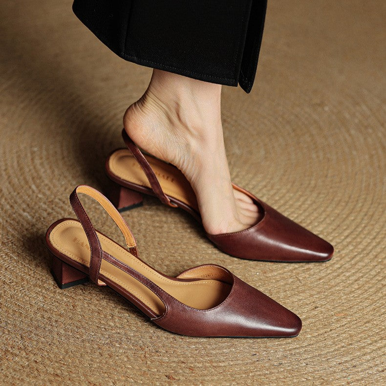 Arlise Leather Backless Heels