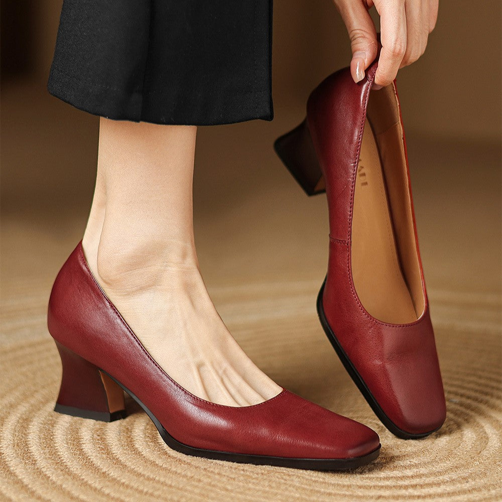 Oriel Square Leather Pumps