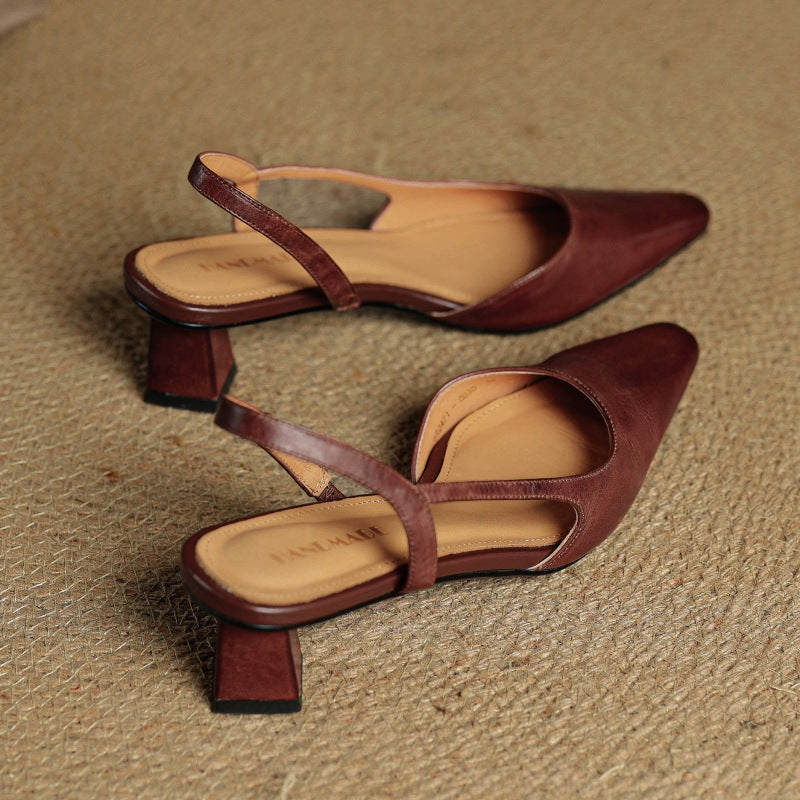 Arlise Leather Backless Heels