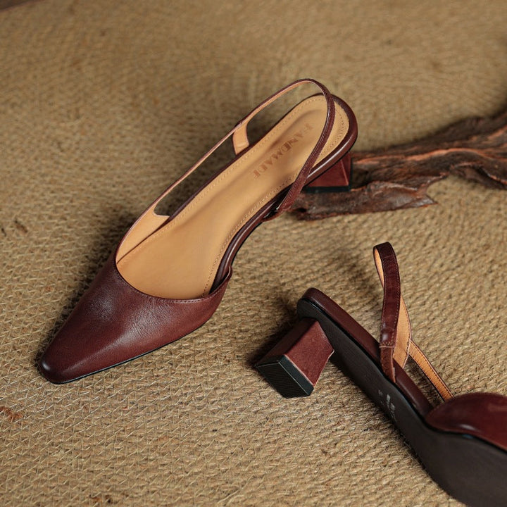 Arlise Leather Backless Heels