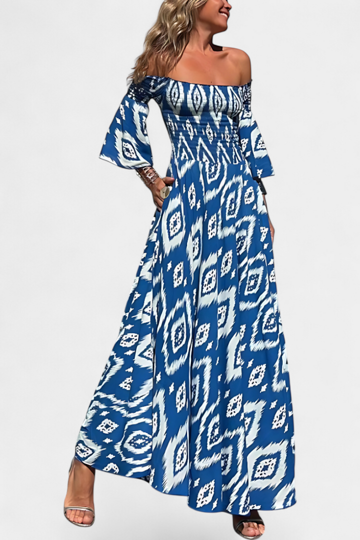Off-the-Shoulder Sea Floral Dress