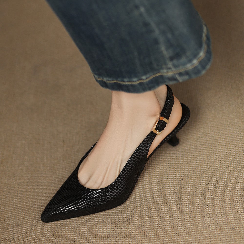 Céliane Elegant Pointed Leather Slingback Heels