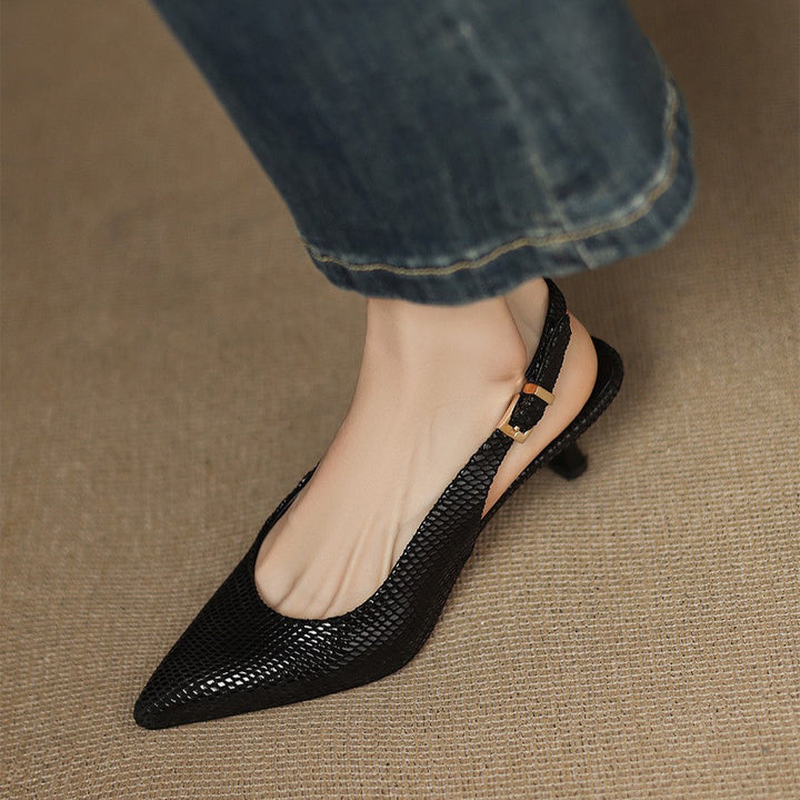 Céliane Elegant Pointed Leather Slingback Heels