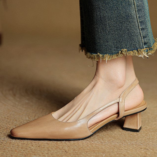 Arlise Leather Backless Heels