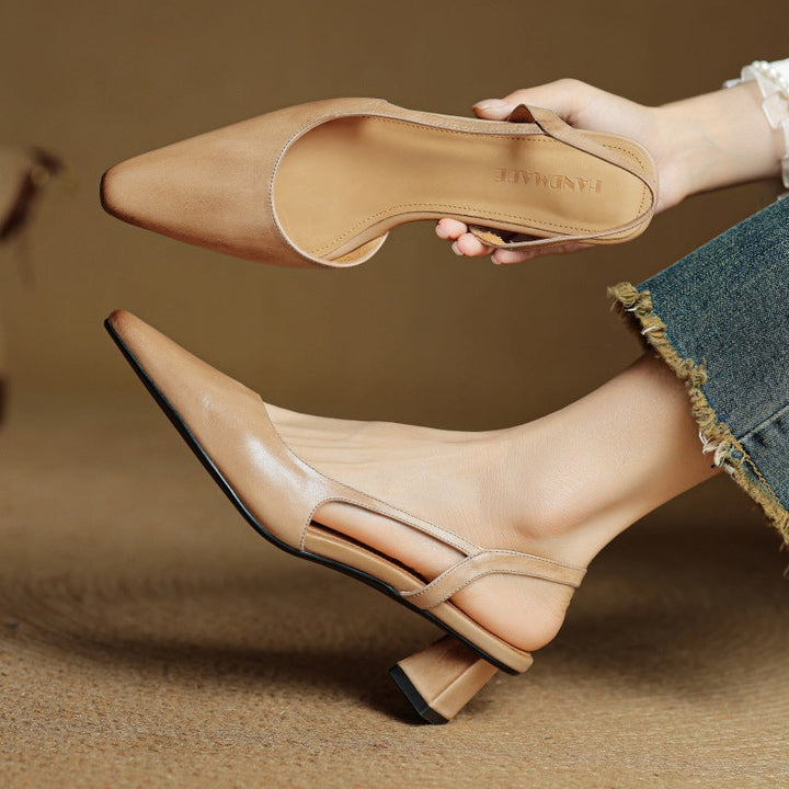 Arlise Leather Backless Heels